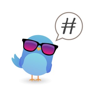 Illustration of a blue bird with sunglasses